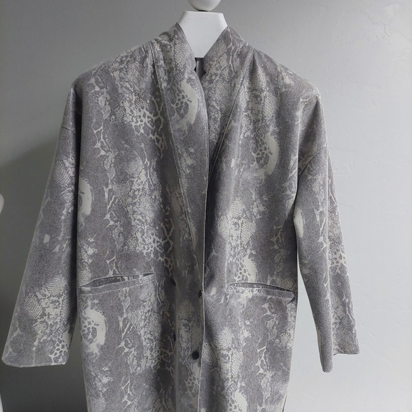 Coster Copenhagen Gray Blazer Jacket Double‎ Brested Snake Print 38 Snap Buttons - Picture 1 of 13